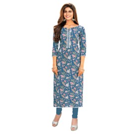 Miraan Kurti de algodón Readymade para mujer (3XL azul), Azul, XXXL