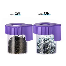 Oweto Led Transparent Glass Seal Storage Jar, Light-Up Magnifying Glass Ornamental Glass Bottle（Purple）