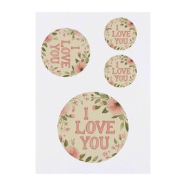 4 x 'I Love You with Flowers' Temporary Tattoos - Water Resistant, Skin-Safe, Non-Toxic Transfers, Mixed Sizes (TO00083600)