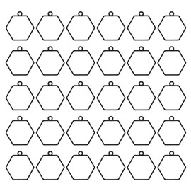 PATIKIL 100pcs Open Bezels, Resin Bezels Pendants Mold Open Back Bezels Geometric Pressed Charm Bulk Alloy Hollow Frame for Resin Jewelry Making Earrings Necklace, Hexagon, Black
