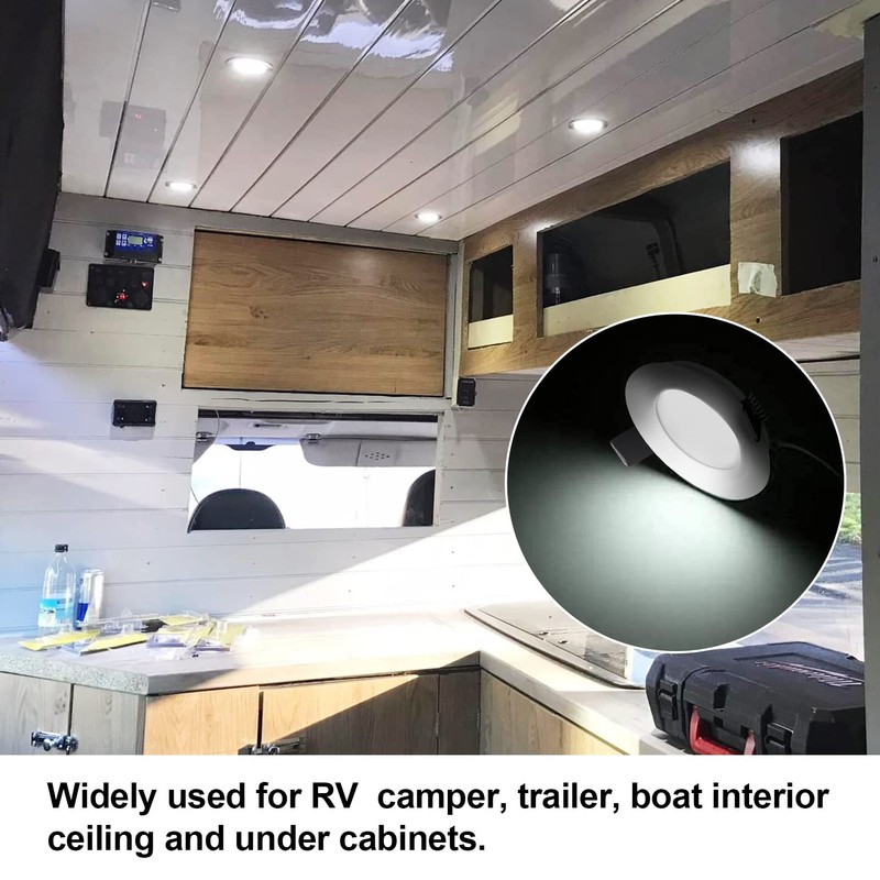RVZONE RV Boat Recessed Ceiling Light 6 Pack 12V LED