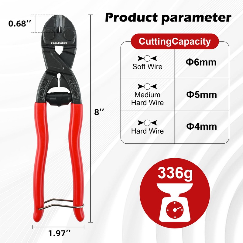 TOOLEAGUE 8-inch Mini Cutter with Recess and Spring,CR-V Blade, Security