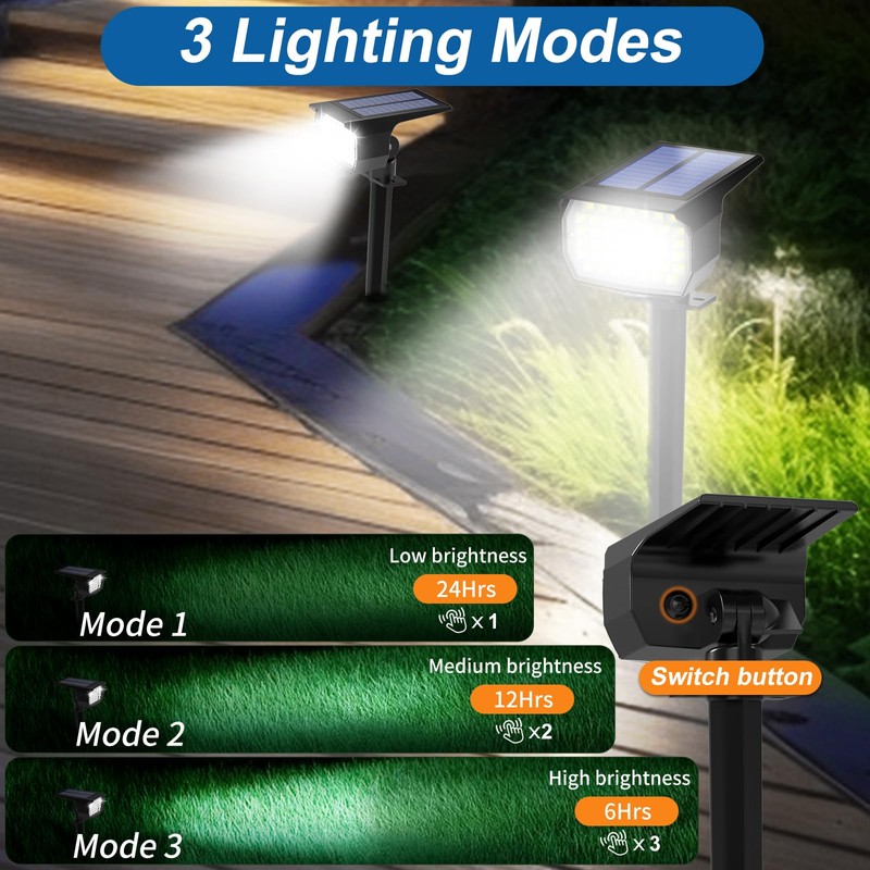 WENATY Solar Spot Lights Outdoor Waterproof IP65, 2 Pack Landscape