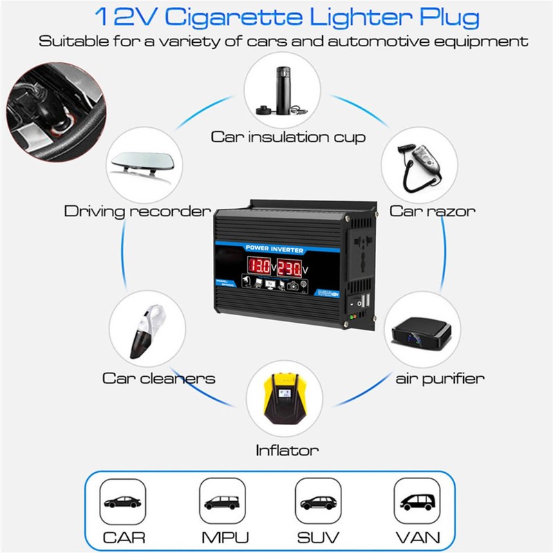 300W Modified Sine Wave Inverter USB Car Power Inverter Adapter