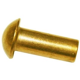 1/16 X 1/4 Round HD Solid Brass Rivets; 100 PCS Box