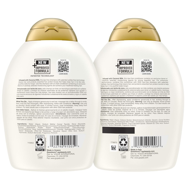 OGX Nourishing + Coconut Milk Sulfate Free Shampoo and Conditioner