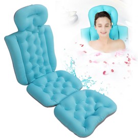 Culnflun Full Body Bath Pillow, 132CM with Strong Suction Cups, Suitable for All Kinds of Bathtubs to Support the Head and Neck, Non-slip Removable and Washable (blue)