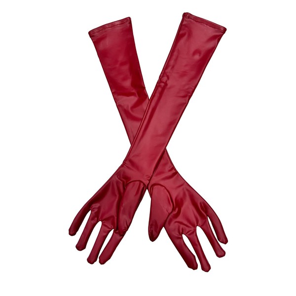 ZUYPSK Guanti da donna in pelle laccata, senza dita, metallizzati, accessori per costume da braccio, punk, rivetti, abbigliamento da ballo, feste clubwear, Colore: rosso, S