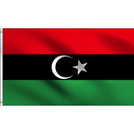 DMSE Libya The Libyan National Banner Flag 3X5 Ft Foot 100% Polyester 100D Flag UV Resistant (3' X 5' Foot)