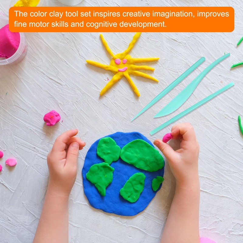 sourcing map 3pcs Plastic Clay Tools Double-Headed Crafts Modeling kit