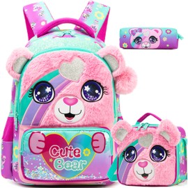 Meetbelify Cute School Backpacks for Girls Backpack with Lunch Bag for Elmentary Students Kids Travel Bookbag for Girls Age 6-12