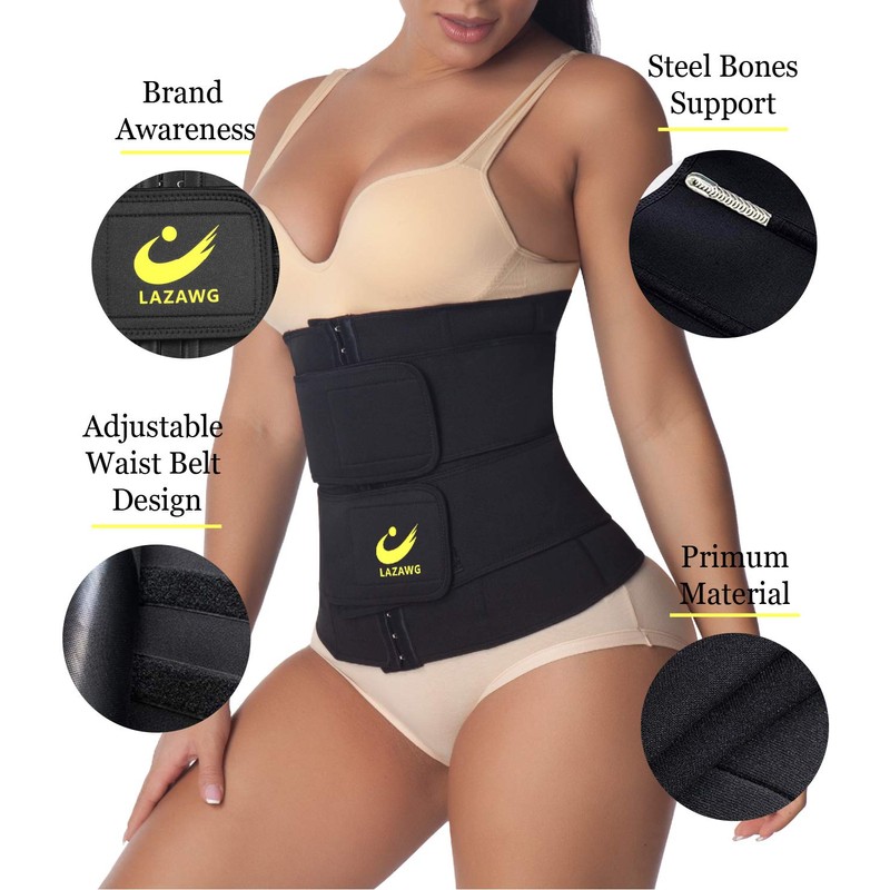 LAZAWG Women Neoprene Waist Trainer Sweat Belt Waist trimmer Sauna