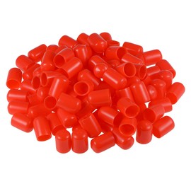 sourcing map 100pcs Rubber End Caps 12mm ID Vinyl Round End Cap Cover Screw Thread Protectors Red