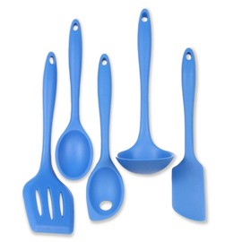 Chef Craft Premium Silicone Kitchen Tool and Utensil, 5 Piece Set, Blue