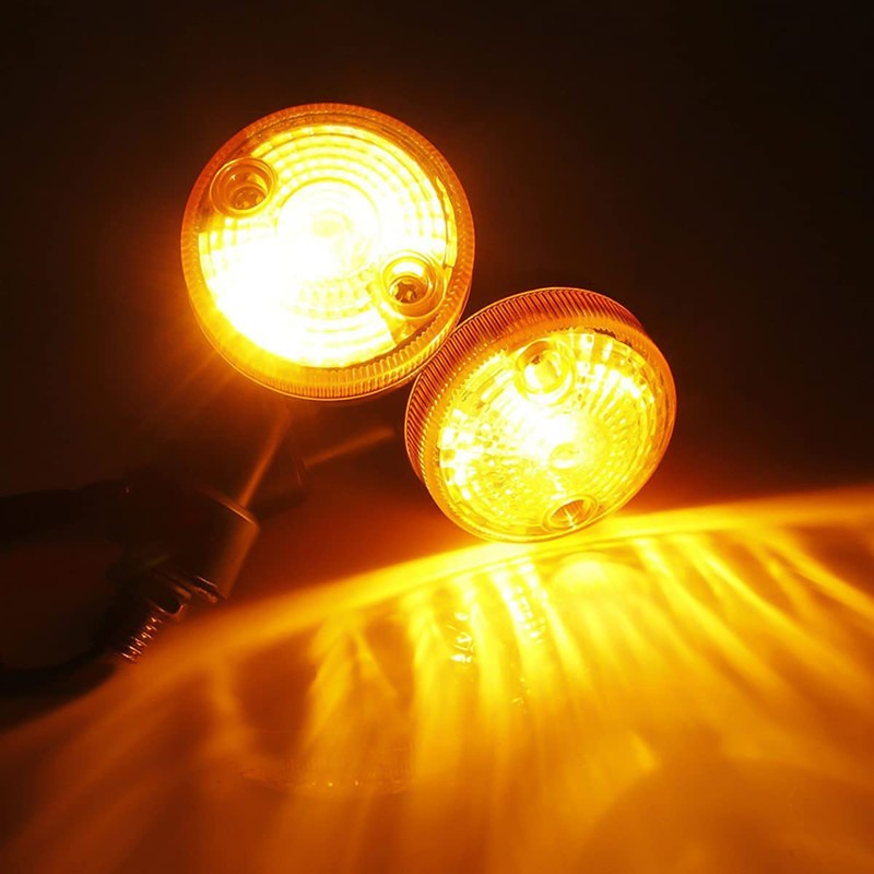 Motorcycle Round Turn Signal Lights, 4PCS 12V LED Bulbs Blinker