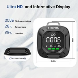 ITEHIL Portable Carbon Monoxide Detector, Mini 3-in-1 CO Detector for Travel & Camping, Camping Carbon Monoxide Detector for RV Car