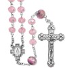 TrueFaithJewelry 7mm Pink Glass Cut Crystal Flower Beads Rosary Prayer