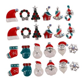 TOVINANNA Christmas Nail Charms Set Alloy Studs Rhinestones with Santa Claus Snowflakes Christmas Trees Compartment Box for Festive Holiday Manicure Decoration