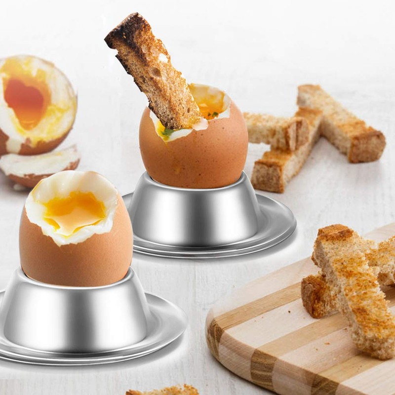 Flexzion Egg Cup Holder Set (4 Piece Sets) - Stainless