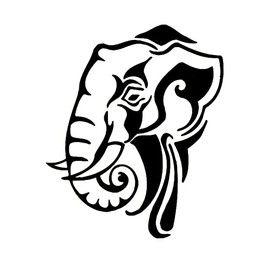 EROSPA® Temporary Tattoo Sheet - Mighty Elephant with Tusks - Black 10.5 x 6.5 cm
