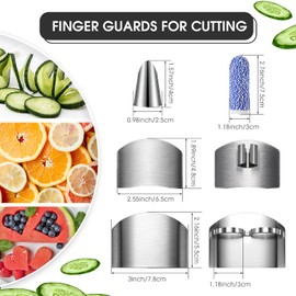 CHENGU 8 Pieces Finger Guard Set for Cutting Food Vegetables Stainless Steel Knife Cutting Protector Thumb Guard Protector to Avoid Hurting When Slicing and Chopping