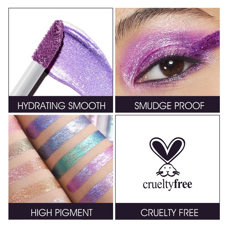 10 Pcs Liquid Glitter Eyeshadow Metallic Shimmer Glitter Eyeshadow Sweatproof