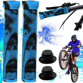 SoundZero 1 Pair of Bicycle Grips, Mixed Colour Handlebar Grips, Bike Handle Grip, MTB Handlebar Grips Bicycle, Non-Slip Soft Rubber Bicycle Handlebar Grips, for MTB, BMX, E-Bike, Cross Bike (Blue