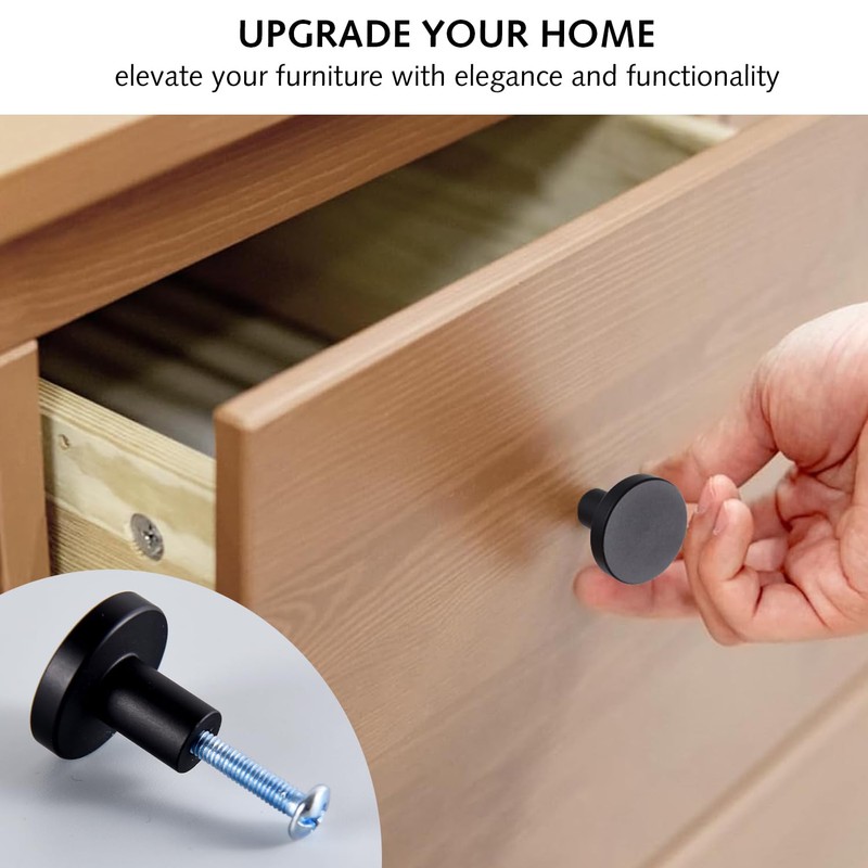 DILUSILK 4 Sets Black Door Knobs Kitchen Cabinet Knobs Round