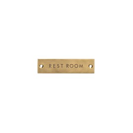 POSH LIVING 63955 REST ROOM Sign Plate, Antique Gold