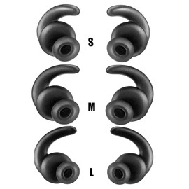 3 Pairs Silicone Hooks Eartip Eartips Earbuds Eargels Compatible with Synchros Reflect BT Sports Wireless Bluetooth Earphones(Black)