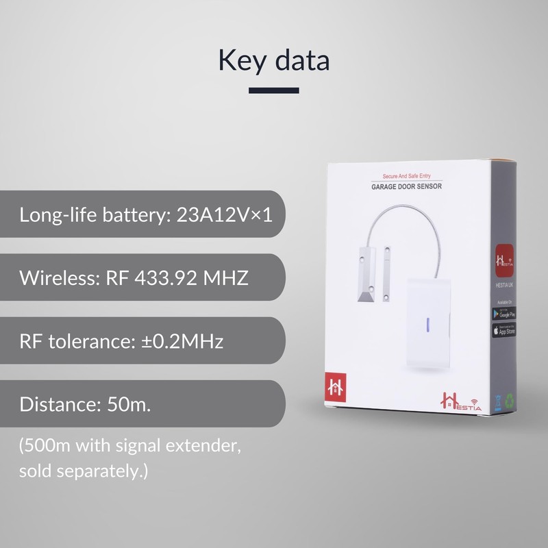 HESTIA Wireless Garage Door Sensor, Metal Shutter Door Alarm Garage