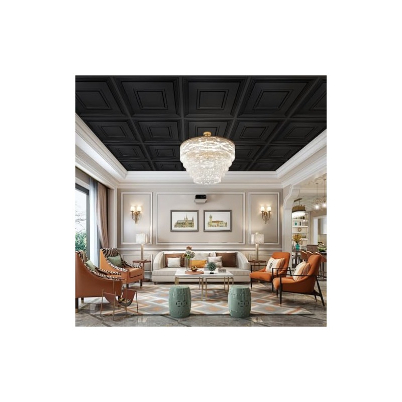 STICKGOO Black Drop Ceiling Tile 2ft x 2ft, Ceiling Panel