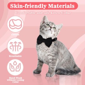YUXIANLB 2PCS Cat Collar Break Away Cat Tie Collar Puppy Collar With Bell Cute Collars For Cats Small Cat Collar Bell Kitten Bowtie Collars Velvet Cat Collar Accessories Removable Bowtie Cat Collar