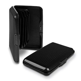 RFID Blocking Anti Scan Aluminium Security Wallet Card Holder Hard Case for Credit Debit ID UK EU Driving License Oyster Travel Points Business Cards and Bank Notes 7 Colours (Black)