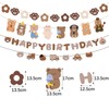 4PCS Bär Happy Birthday Girlande Banner CHUNLINLAODA-Bär Deko Geburtstag Girlande