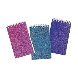 Glitter Spiral Notepads (bulk pack of 2 Dozen - 24) Great for party favors and giveaways