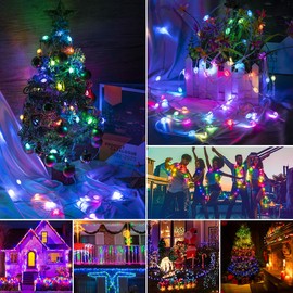 SEZO Color Changing Christmas Fairy Lights WS2812B IC 32.8FT/10M 66LEDs Waterproof RGB IC Music Sync USB LED Twinkle Globe Lights with IR Remote for Christmas Festival Party Decor