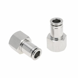 RATCHROLL Push to Connect Air Fittings 5/16" Female Thread Air Line Quick Connector 304 Stainless Steel 3/8"BSPT 2 Pcs Silver Tone