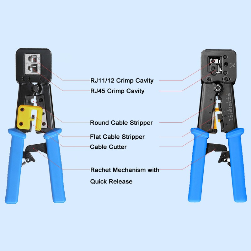Ethernet Crimping Tool Kit RJ45 RJ12 RJ11 Connector Handheld Crimper