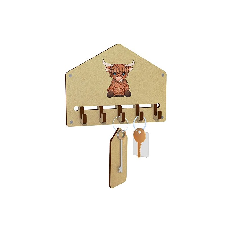 Azeeda 'Highland Cow' Wall Mounted Key Hooks/Holder (WH00065356)