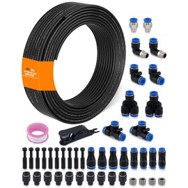 EilxMag 1/8" Air Line Tubing Kit, 100FT(30M) SAE J844 PA Nylon Air Hose Tubing with Cutter and Teflon Tape, 1/8" Air Hose with Push to Connect Fittings for Air Brake System Or Fluid Transfer(45PCS)