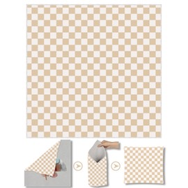 Lonfliness Magic Makeup Bag Self-Adhesive Cloth Portable Lazy Cosmetic Pouch Open Lay Flat Toiletry Bags Camera Lens Protective Wrap Organizer for Brush Travelling Women Girl Gifts (Checkered,20x20in)