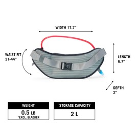 USWE Zulo Hydration Hip Pack - with Organizer and Side Pockets, Bounce Free Hip Belt (2L, Yellow)