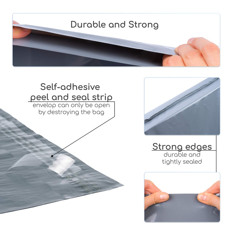 Large Postage Bags by Calzette Extra Strong Polythene Grey Mail