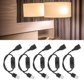 Hilitand USB Cable with Switch, 5pcs USB Male to Female Extension Cord USB Extension Cable with On Off Switch Black