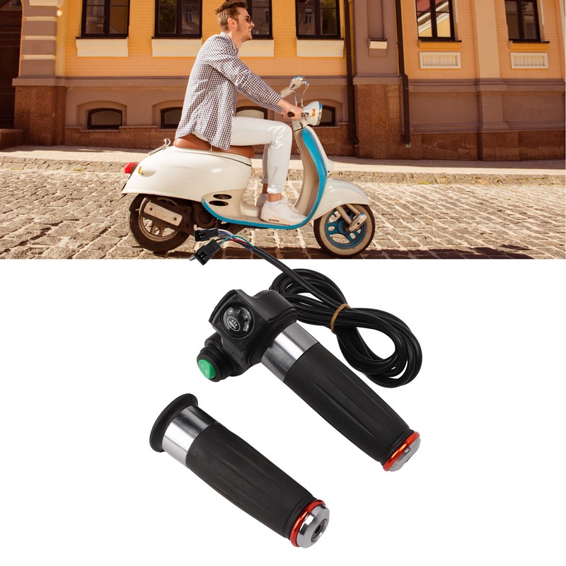 1Pair E Bike Throttle Grip 4 Lights Double Circle Accelerator
