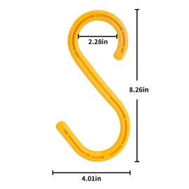 MKEKZX Heavy Duty ABS S Hooks, 6 Pack, 8.26Inch, Yellow, Ideal for Indoor/Outdoor, Kitchen, Closet, Bathroom, Garden, Tools, Construction