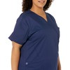 WonderWink Women's Plus-Size Wonderwork Mock Wrap Scrub Top, Navy, XX-Large