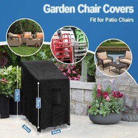 GARPROVM Garden Chair Covers 1PC, Waterproof 600D Oxford Fabric Garden Furniture Covers, Stackable Outdoor Chairs Covers, Anti-UV, Patio Chair Covers for Stackable Chairs 64 * 85 * 120/85cm