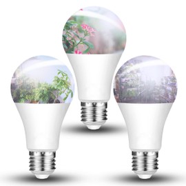 LED Grow Light Bulb for Indoor Plant 9W A19 Plant Light Bulb for Winter with 5000K Red Blue 100W Equivalent Full Spectrum E26 Grow Light Bulb for Seed Starting, Flowers, Hydroponic, Succulents, 3 Pack